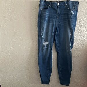 Torrid Sky High Skinny Light Wash Distressed Jeans Plus Size 24 Tall